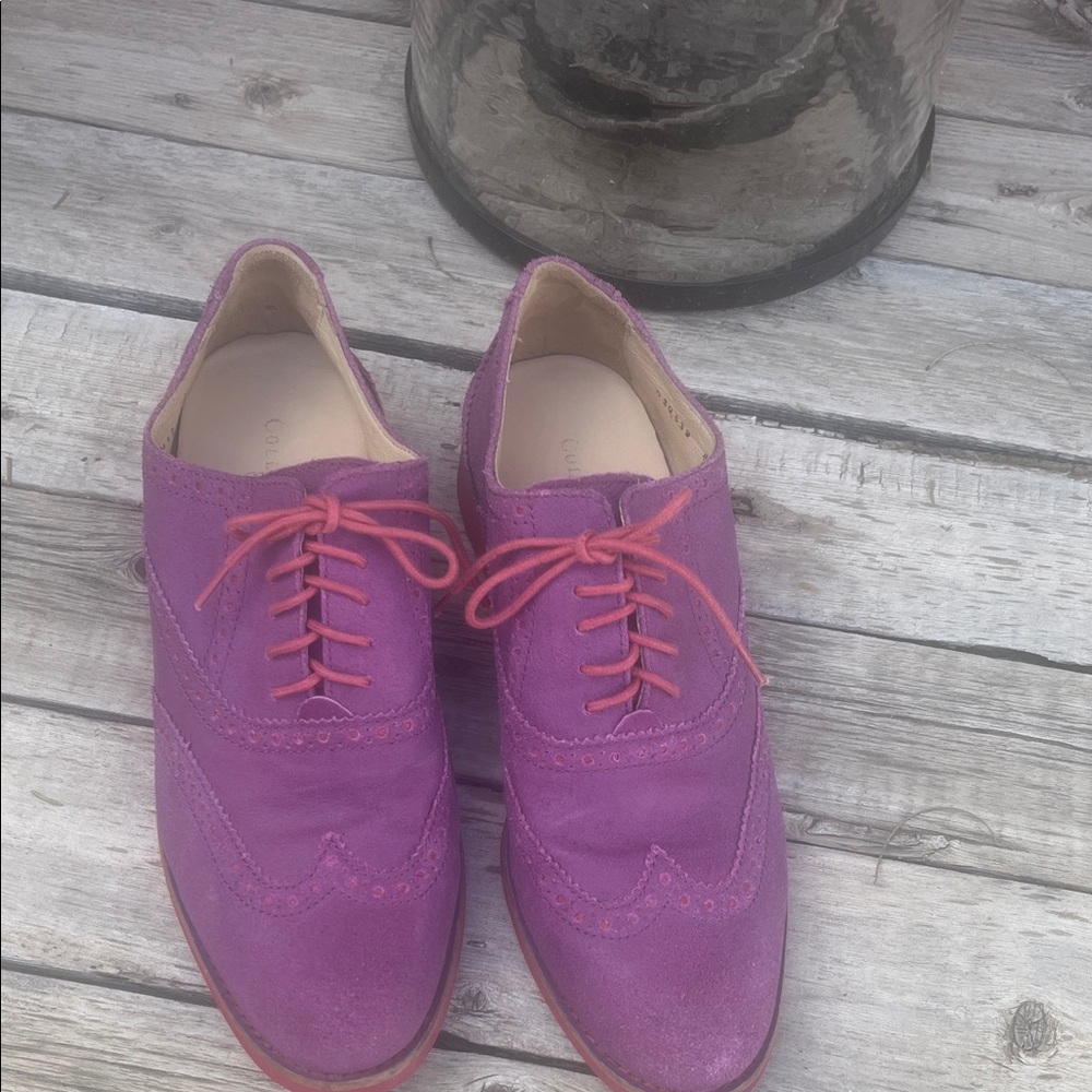 Women's Cole Haan Purple Suede Oxford Shoes with complementing Laces